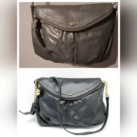 Juicy Couture Handbags - Juicy Couture Gray Pebbled Leather Purse Shoulder Bag Zipped Foldover